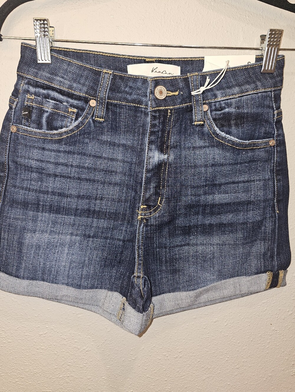 NWT-KanCan Dark Wash Denim Cuffed Women's Shorts